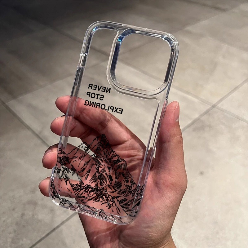 Apple Iphone 15 - Casing HP Seni Garis Gunung Never