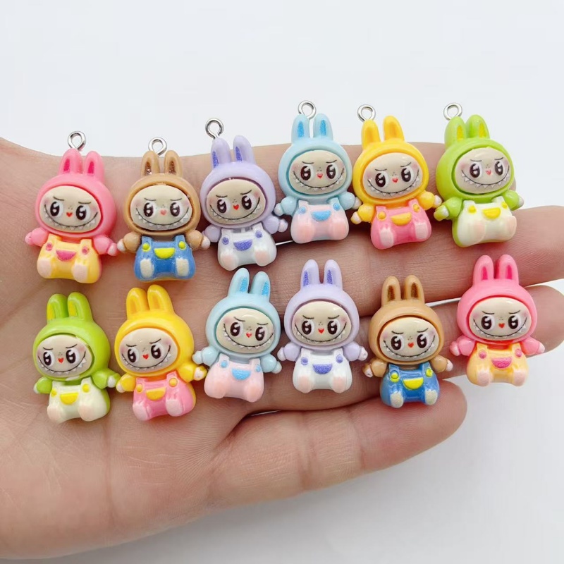 Phone Accessories Charms - 10Pcs Gantungan Resin Rumah Stroberi Kelinci